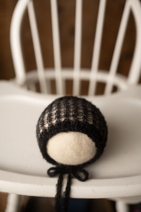 Homespun/Whisper knit NB bonnet | RTS