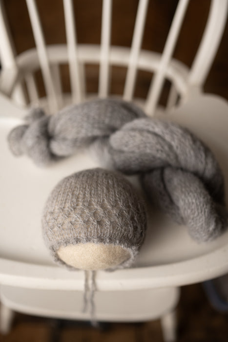 Zephyr NB knit bonnet + wrap set | RTS